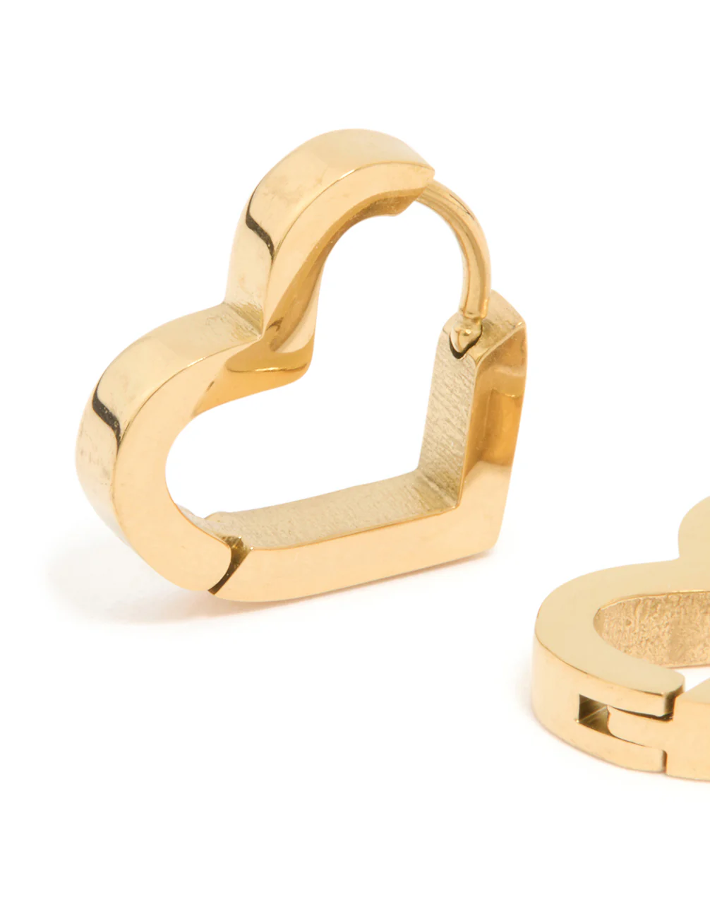 Gold Plated Surgical Steel Heart Hoop Earrings - Image 4