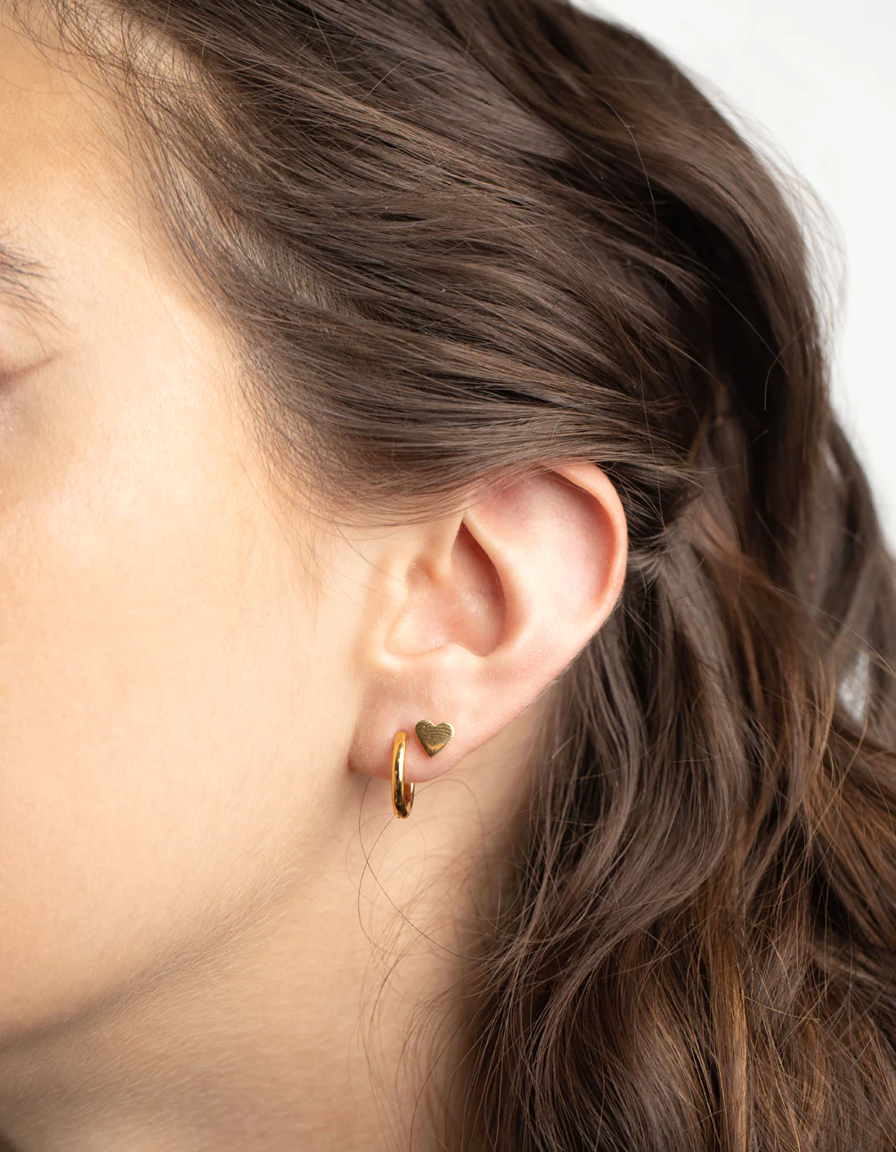 Gold Plated Surgical Steel Heart & Huggie Hoop Earrings 2-Pack - Image 2