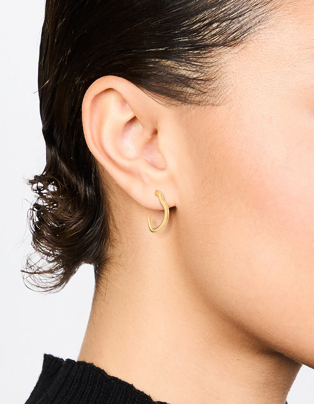 Gold Plated Surgical Steel Heart Outline Hoop Earrings - Image 2