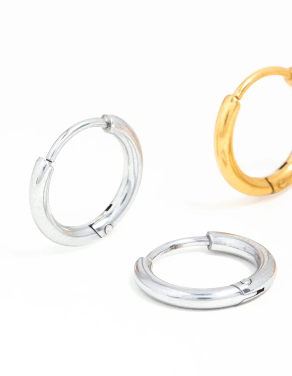 Gold Plated Surgical Steel Hoop Earrings 2-Pack - Image 4