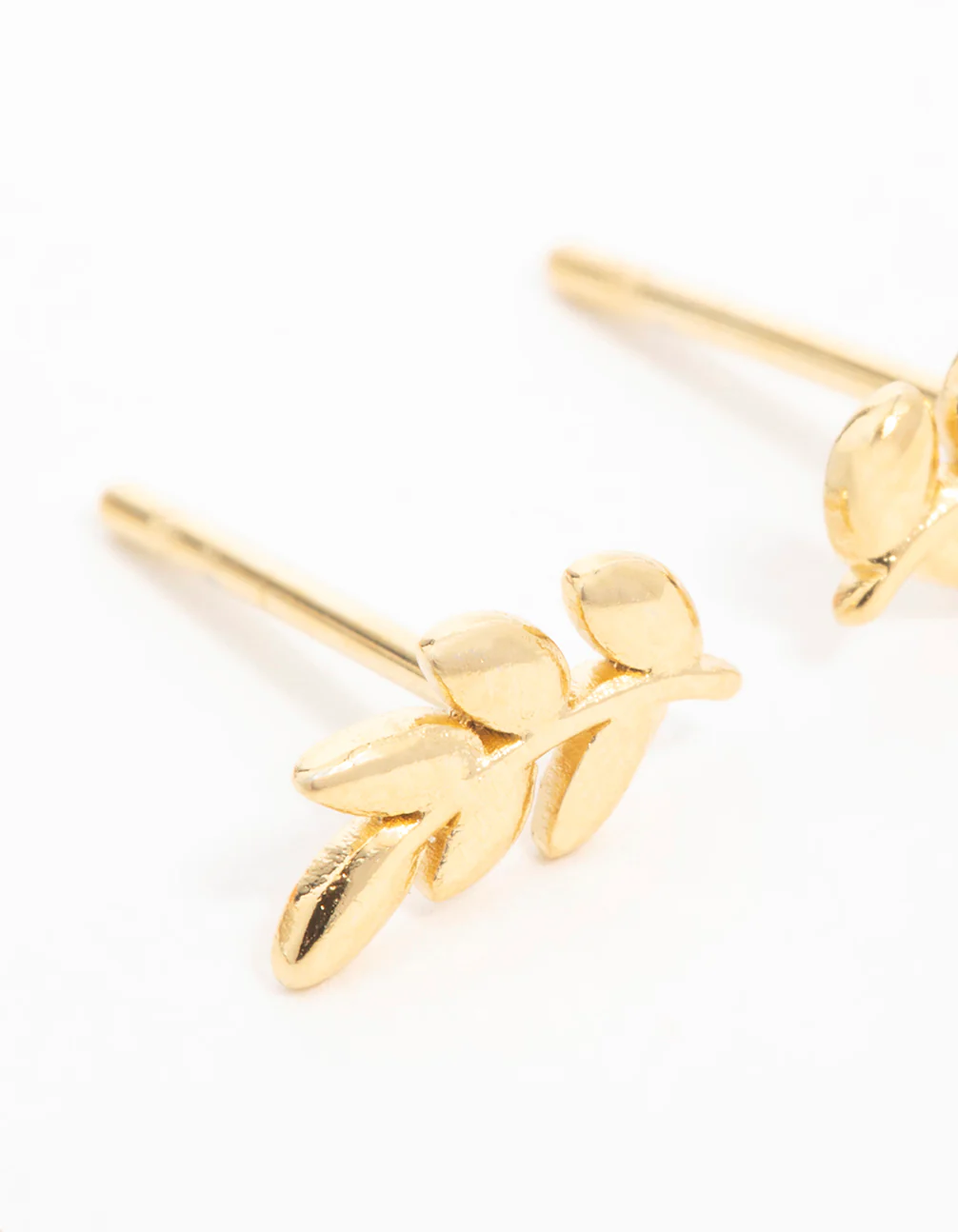 Gold Plated Surgical Steel Leaf Stud Earrings - Image 4