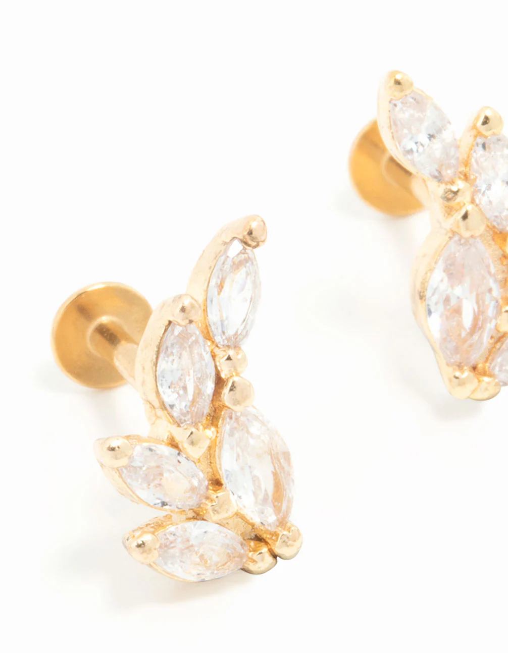 Gold Plated Surgical Steel Marquise Cubic Zirconia Crawler Flat Backs - Image 4