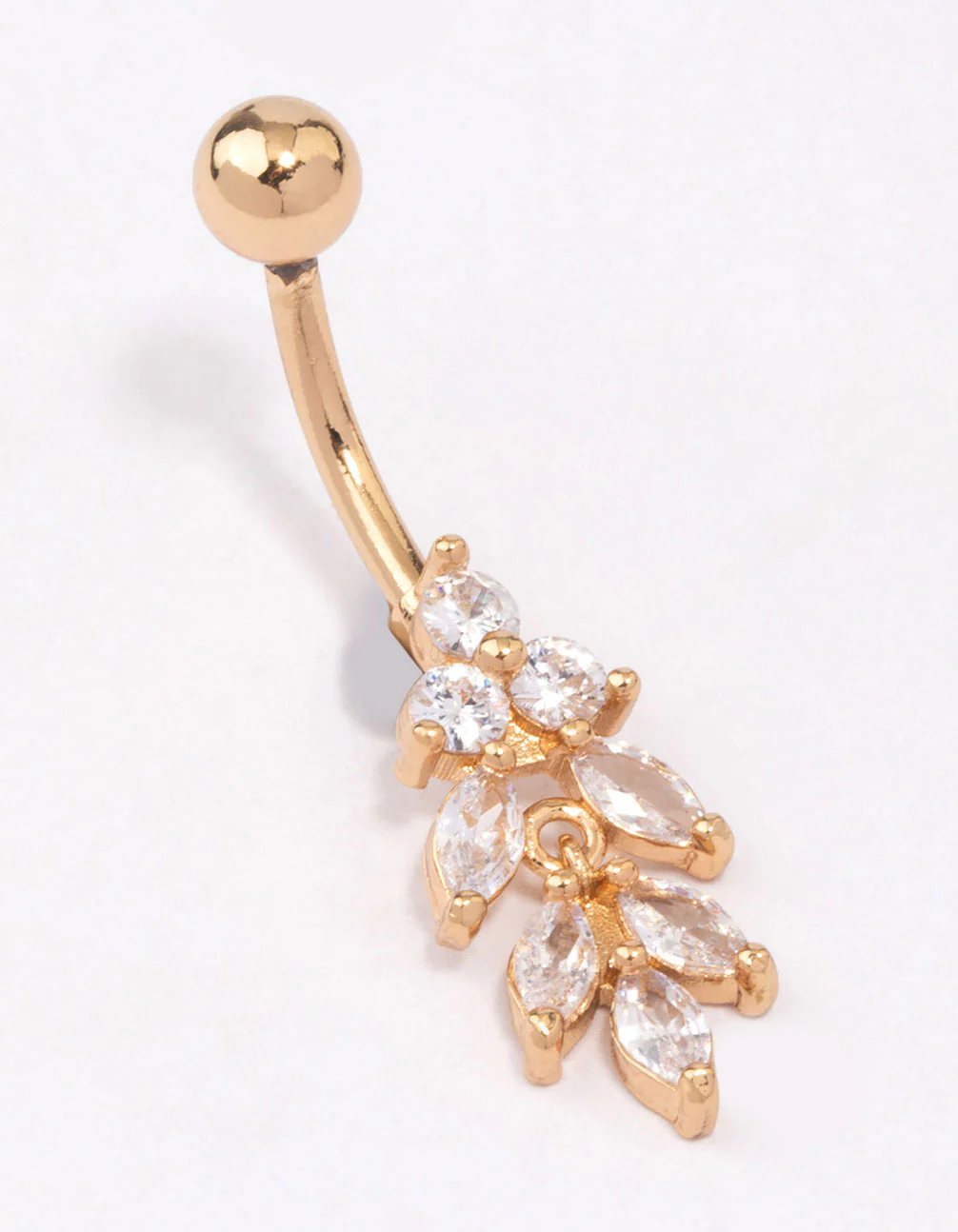Gold Plated Surgical Steel Marquise Drop Belly Ring - Image 2