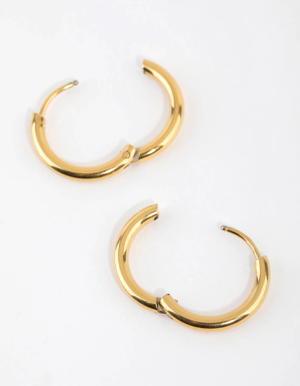 Gold Plated Surgical Steel Medium Polished Hoop Earrings - Image 2