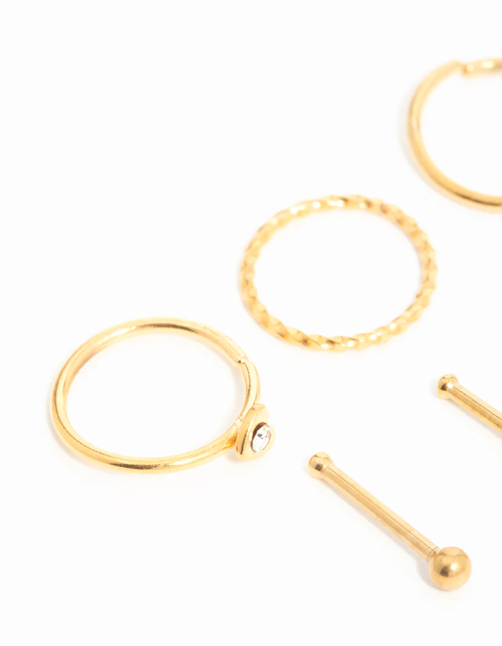 Gold Plated Surgical Steel Micro Heart Nose Piercing 6-Pack - Image 2
