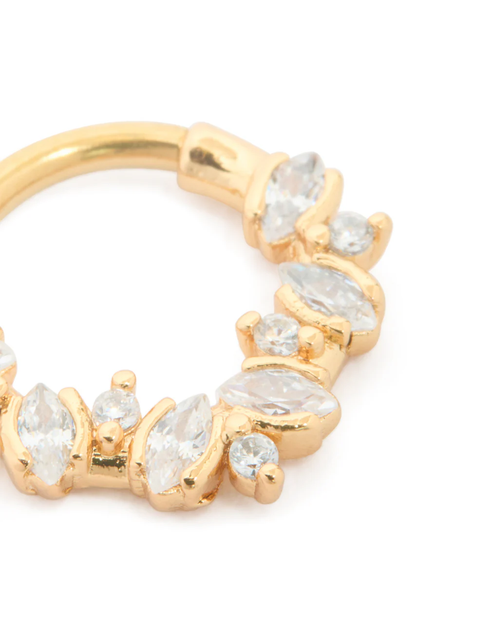 Gold Plated Surgical Steel Mixed Size Cubic Zirconia Detail Clicker Ring - Image 2