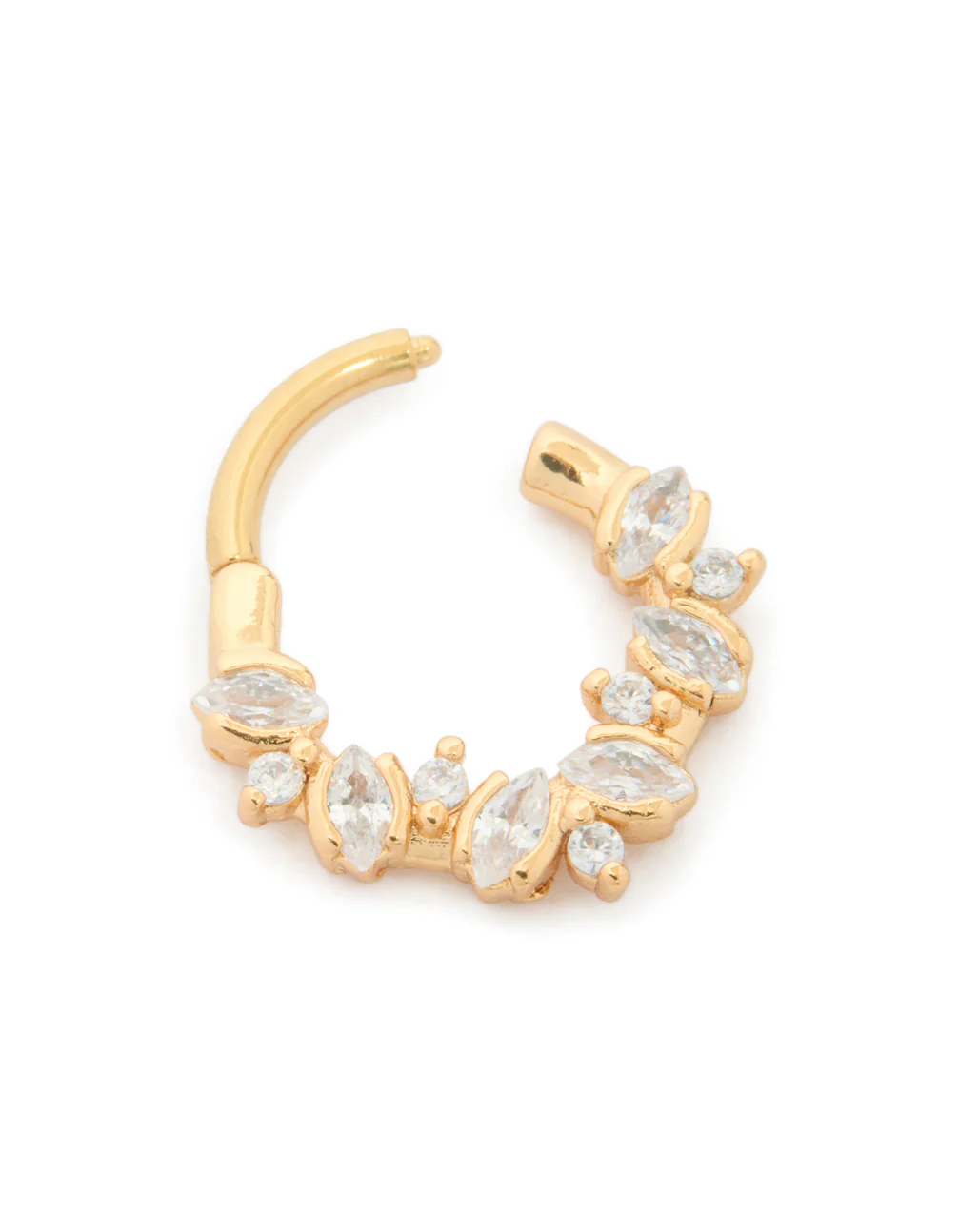 Gold Plated Surgical Steel Mixed Size Cubic Zirconia Detail Clicker Ring - Image 3