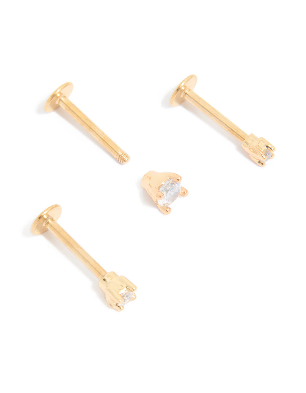 Gold Plated Surgical Steel Mixed Size Flat Back Studs 3-Pack - Image 3