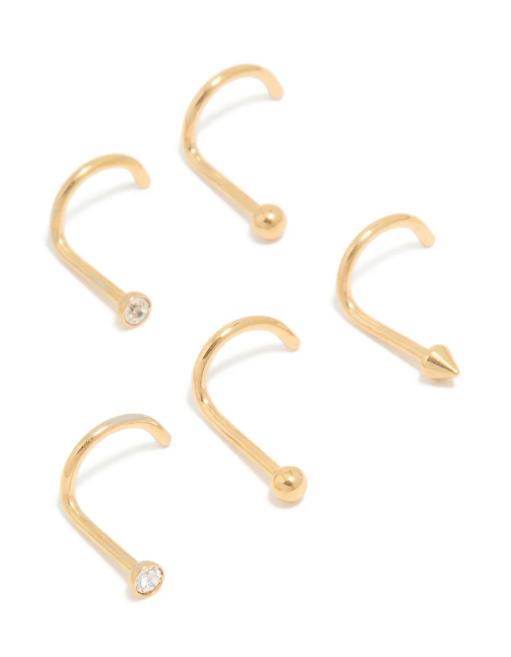 Gold Plated Surgical Steel Nose StudS 6-Pack - Image 3