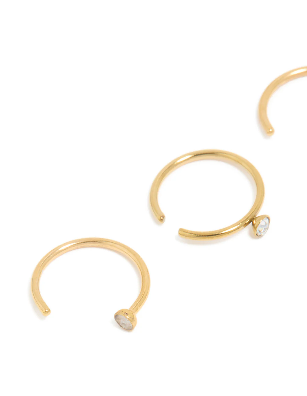 Gold Plated Surgical Steel Open Nose Rings 3-Pack - Image 2