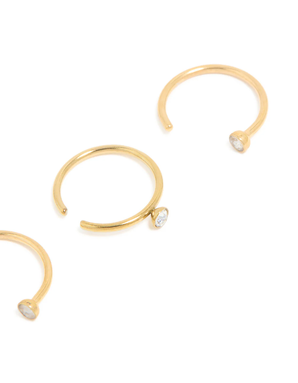 Gold Plated Surgical Steel Open Nose Rings 3-Pack - Image 3