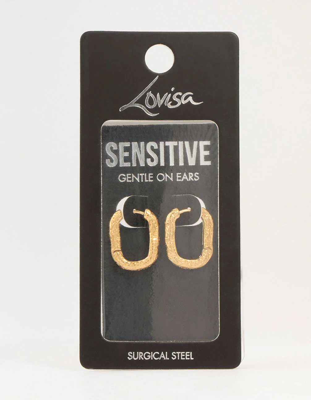 Gold Plated Surgical Steel Organic Rectangle Hoop Earrings - Image 3