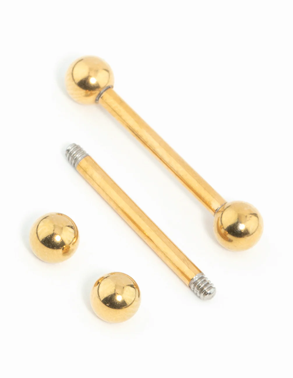 Gold Plated Surgical Steel Plain Ball Nipple Bars 2-Pack - Image 2