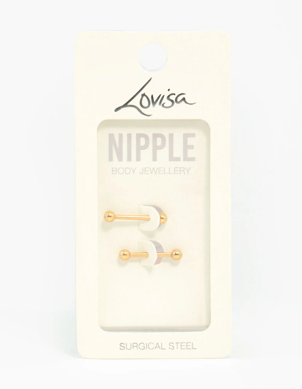 Gold Plated Surgical Steel Plain Ball Nipple Bars 2-Pack - Image 3