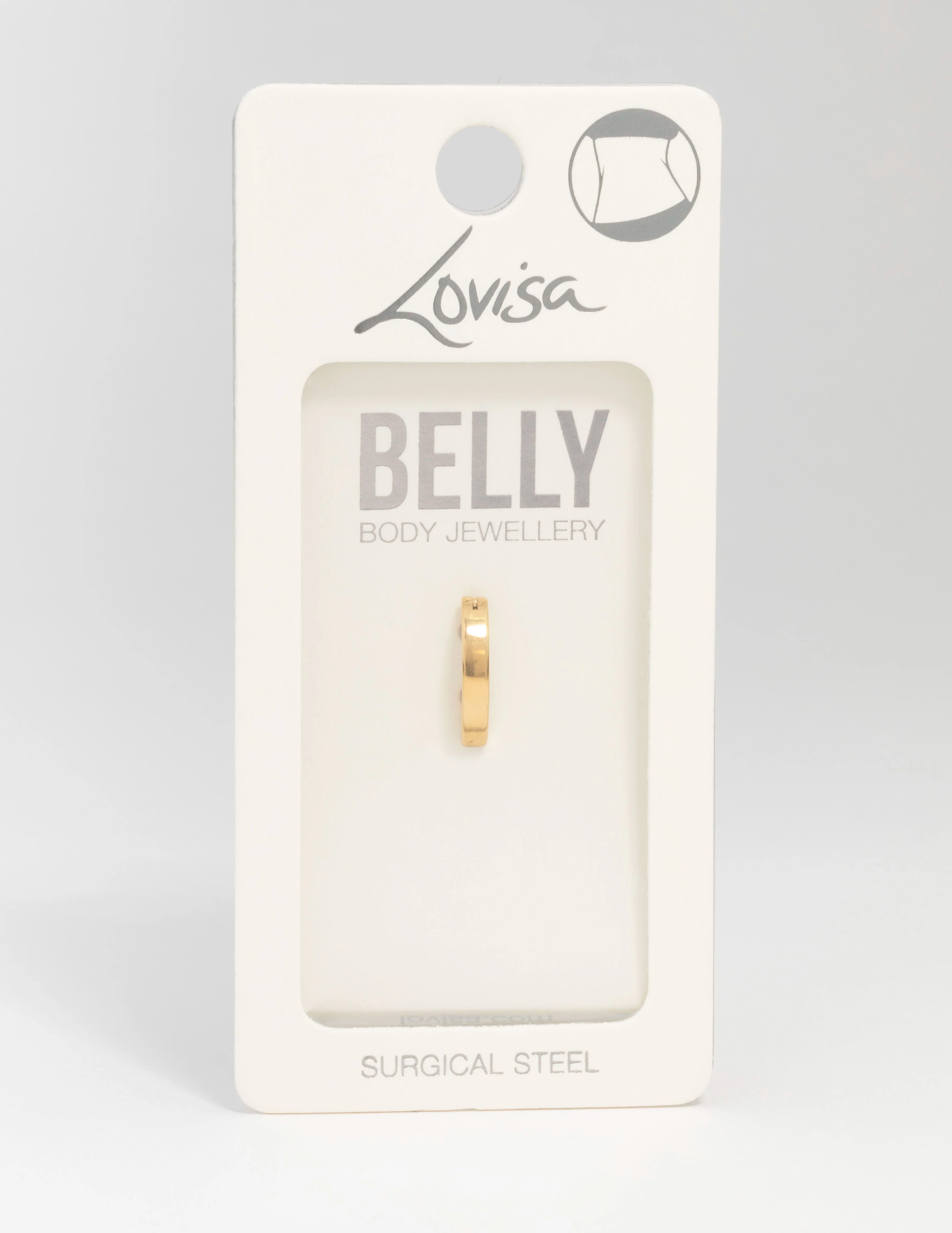 Gold Plated Surgical Steel Plain Curved Belly Ring - Image 3