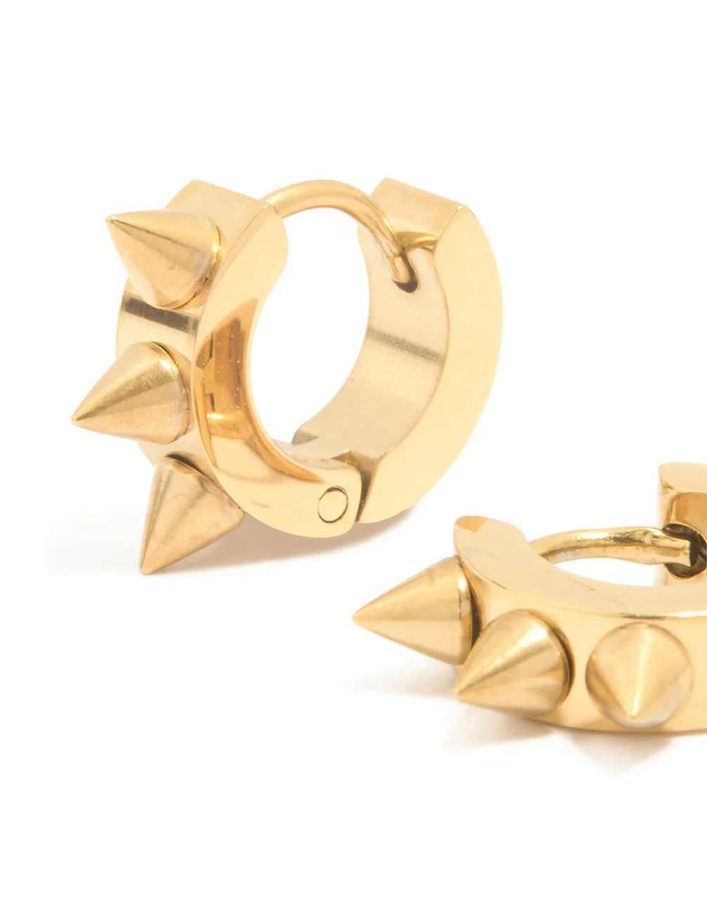 Gold Plated Surgical Steel Pointed Spikey Clicker Earrings - Image 2