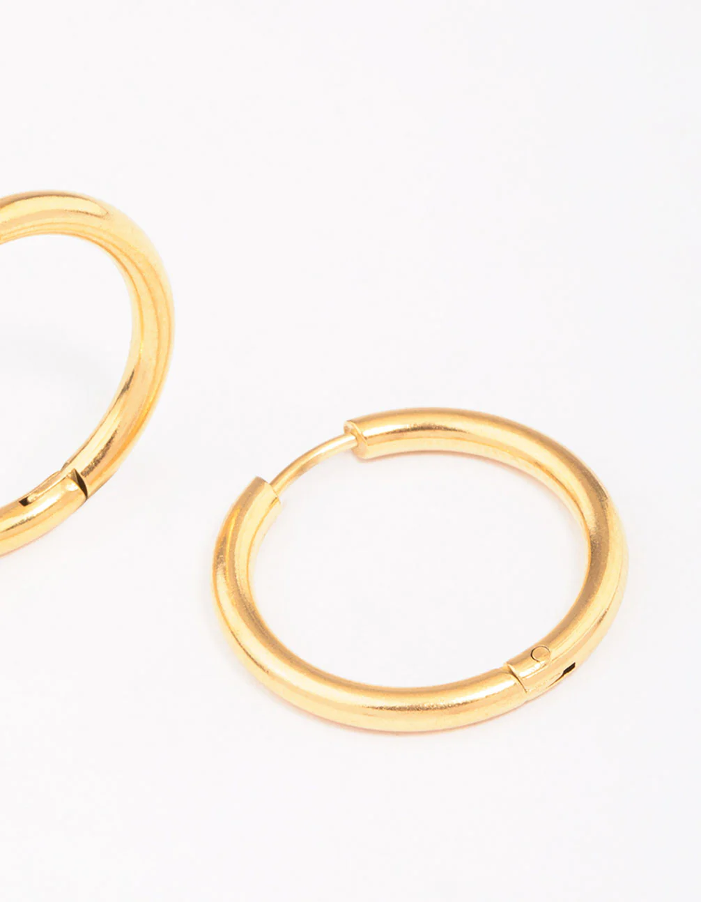 Gold Plated Surgical Steel Polished Hoop Earrings 18mm - Image 3