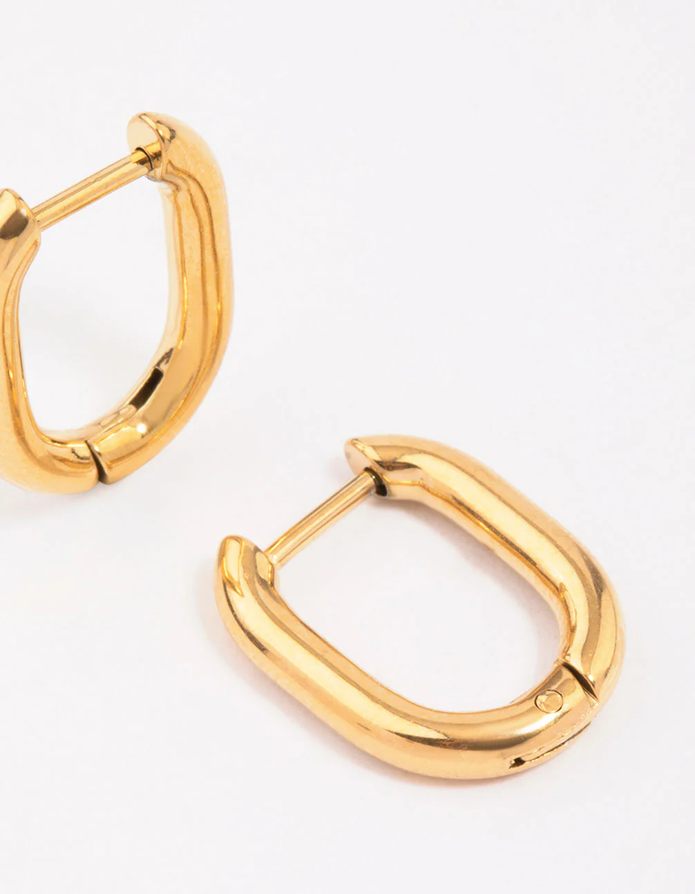 Gold Plated Surgical Steel Rectangular Hoop Earrings - Image 2