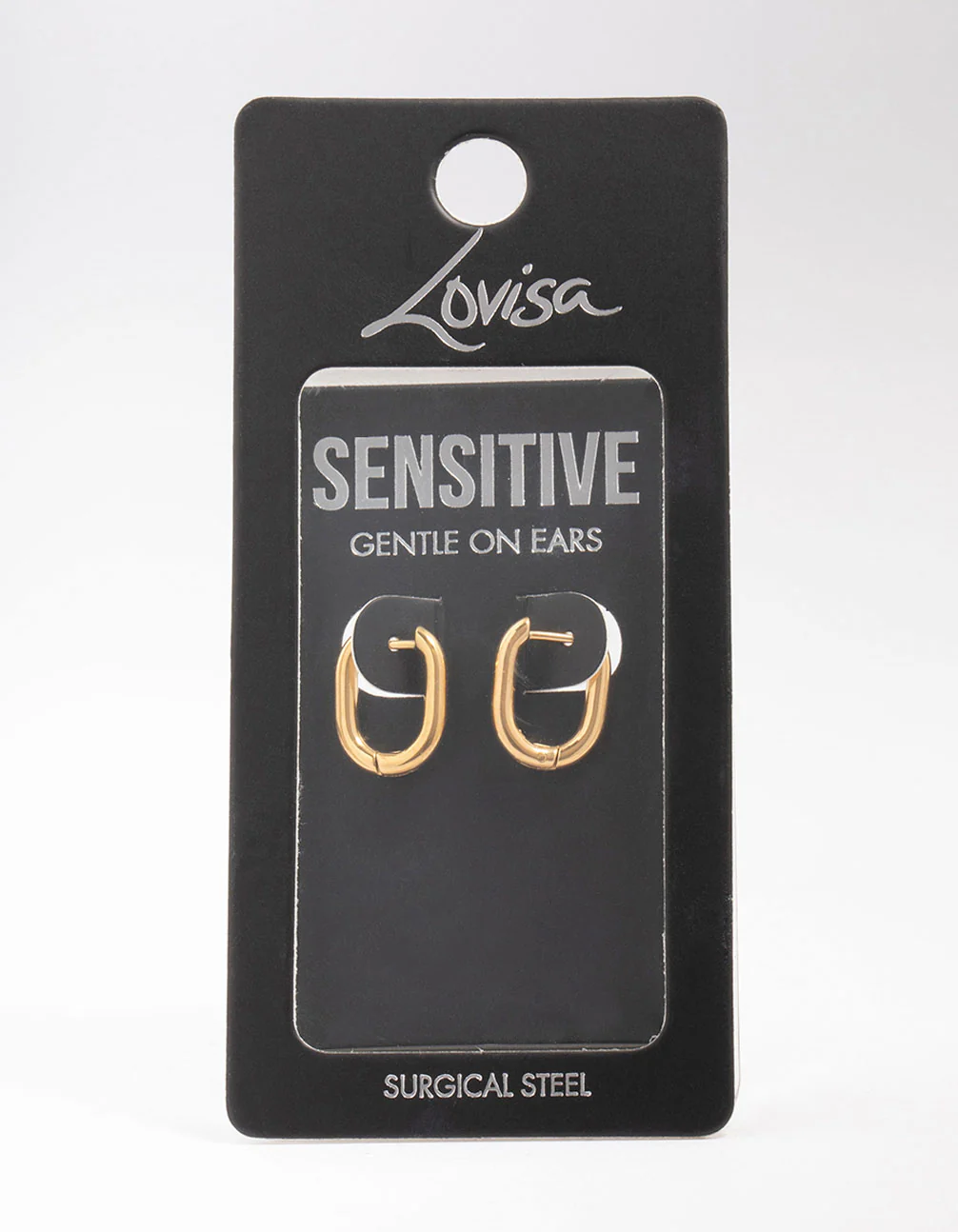 Gold Plated Surgical Steel Rectangular Hoop Earrings - Image 3