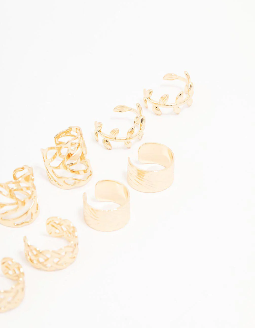 Gold Plated Surgical Steel Roman Leaf Ear Cuff 10-Pack - Image 3
