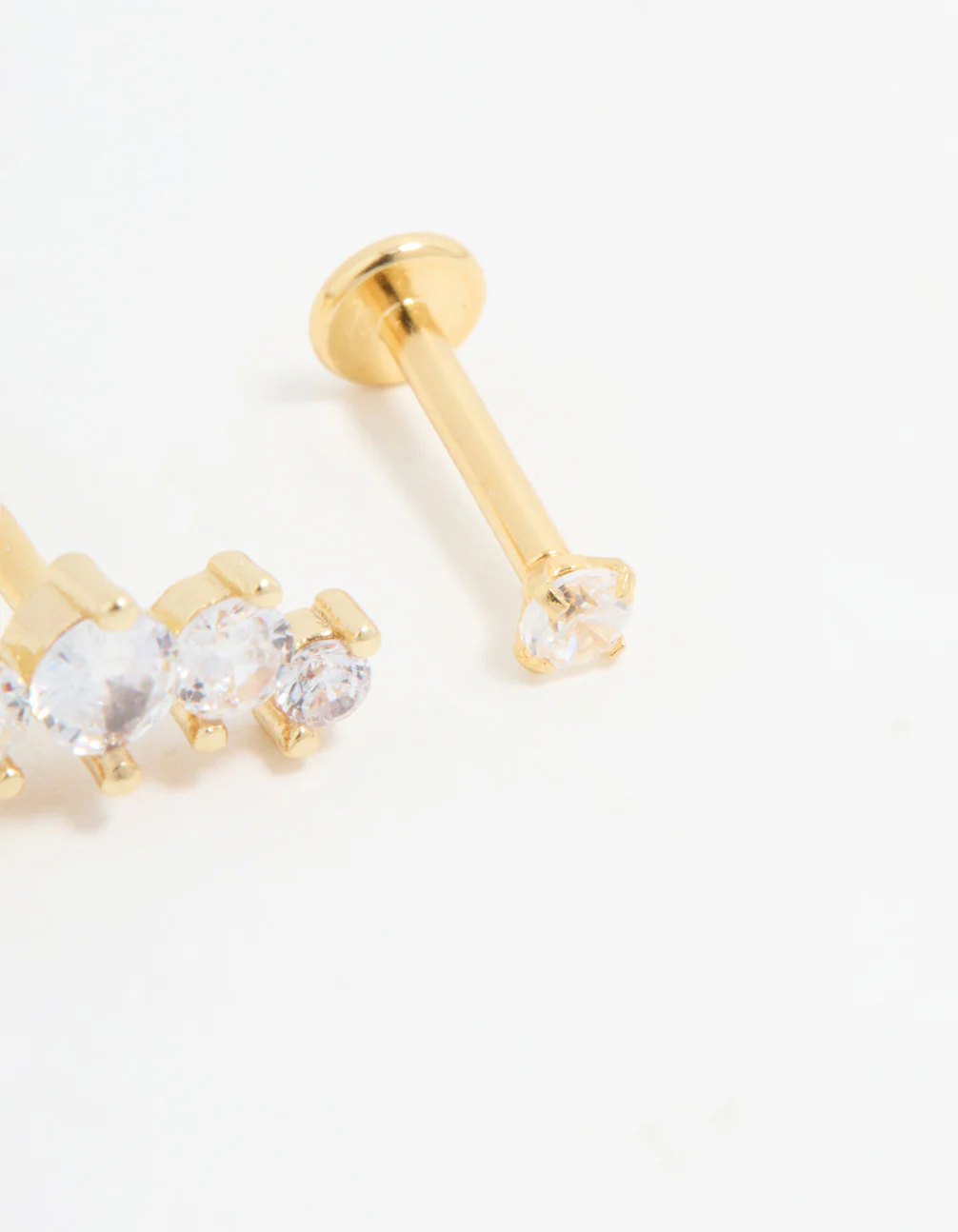 Gold Plated Surgical Steel Round Crawler Flat Back Studs 3-Pack - Image 2
