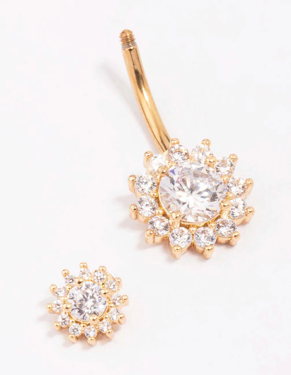 Gold Plated Surgical Steel Round Halo Belly Piercing - Image 2