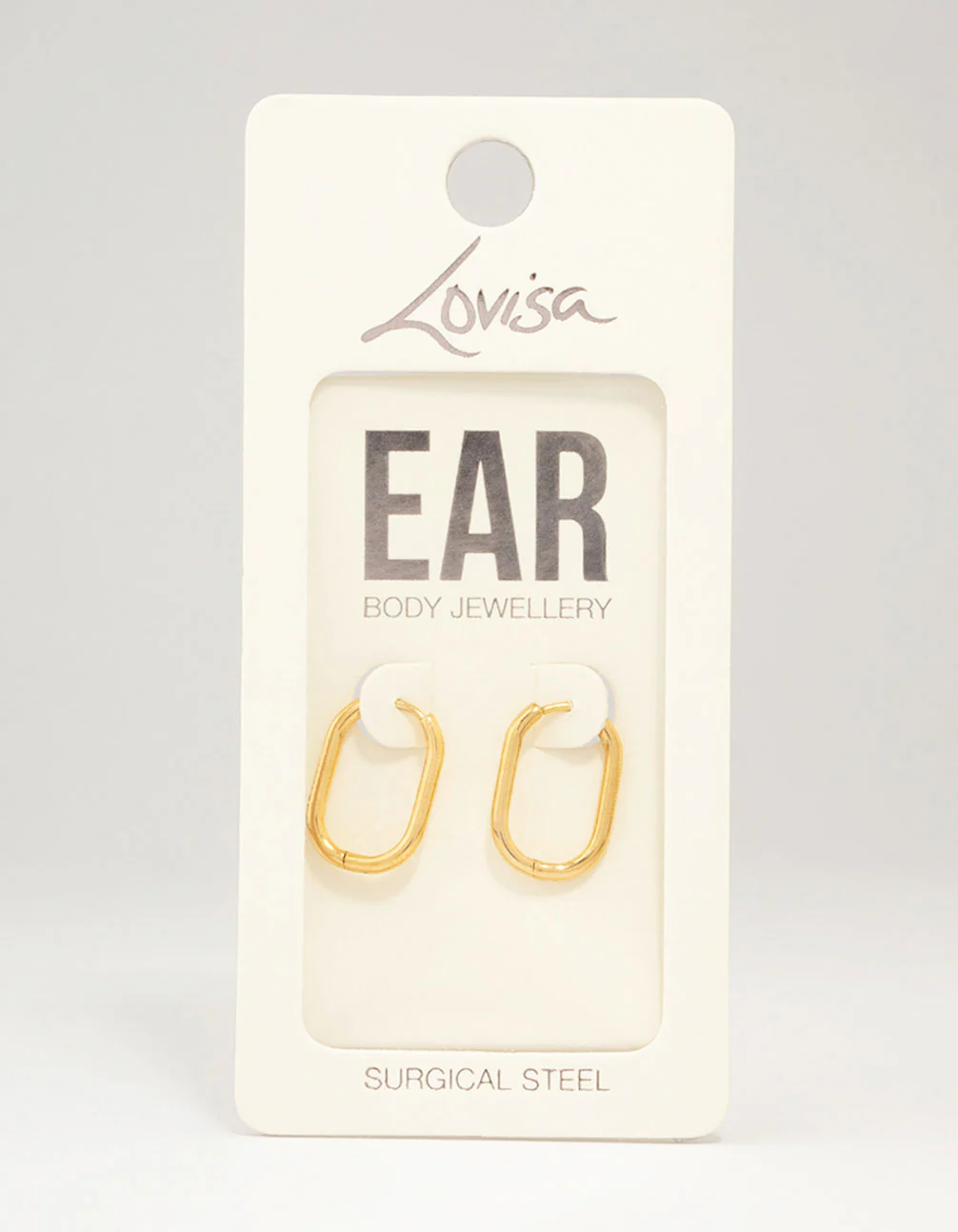 Gold Plated Surgical Steel Rounded Rectangular Hoop Earrings - Image 3