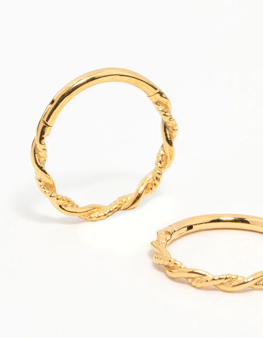 Gold Plated Surgical Steel Sleeper Earrings 10MM - Image 2