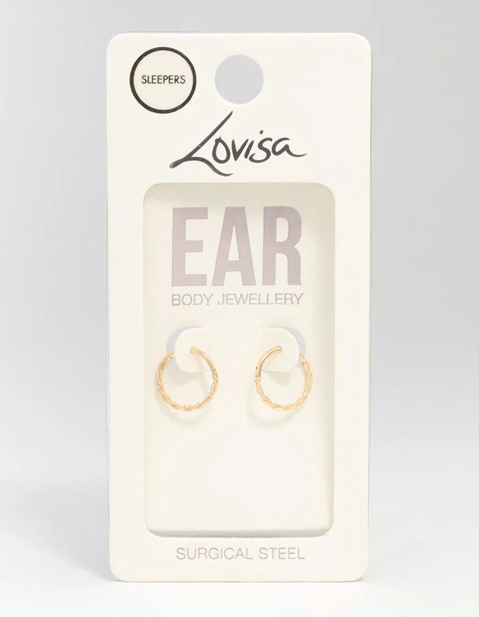 Gold Plated Surgical Steel Sleeper Earrings 10MM - Image 3