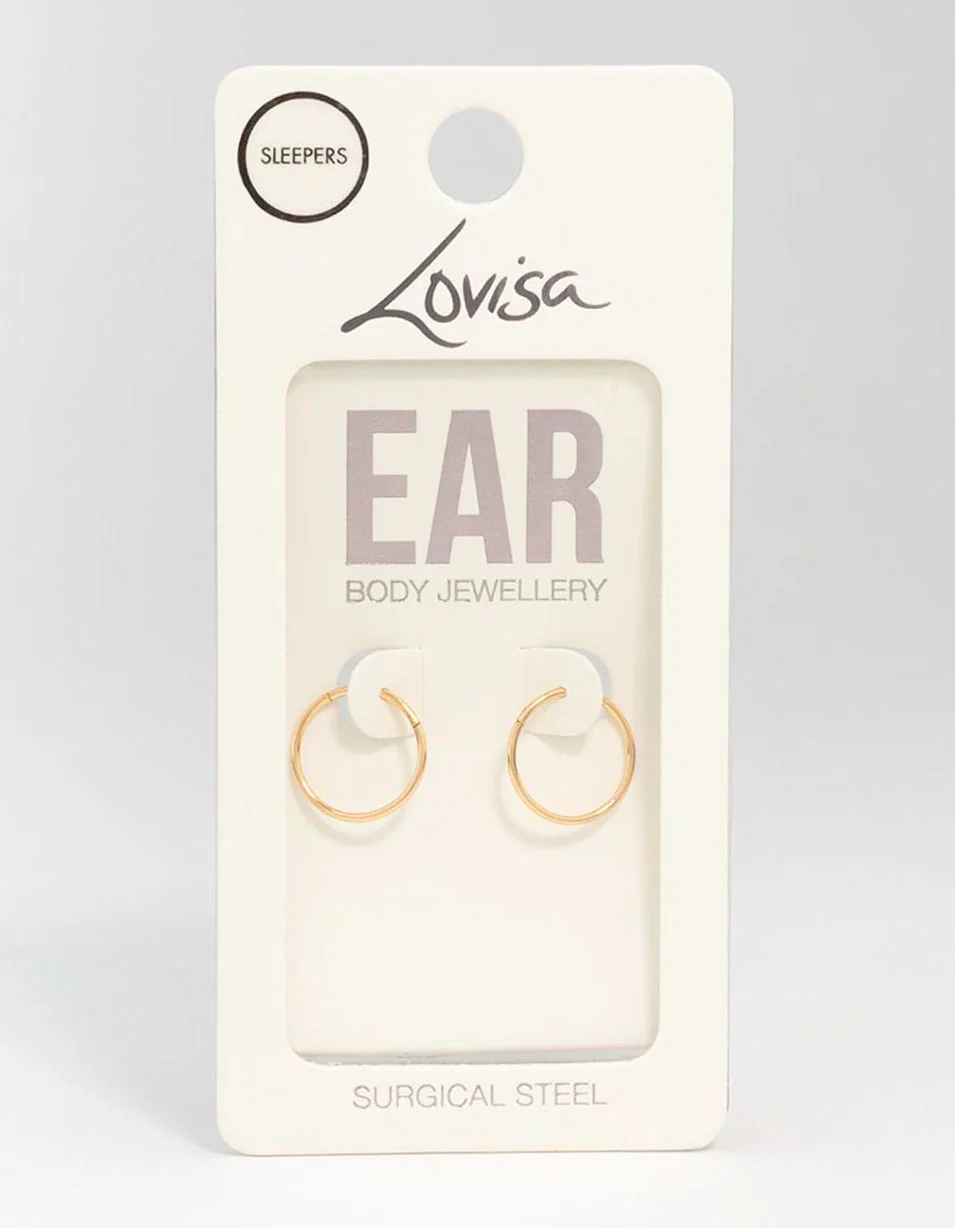 Gold Plated Surgical Steel Sleeper Earrings 12 MM - Image 3