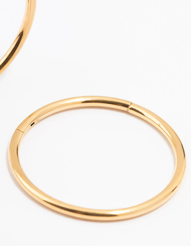 Gold Plated Surgical Steel Sleeper Earrings 14MM - Image 3