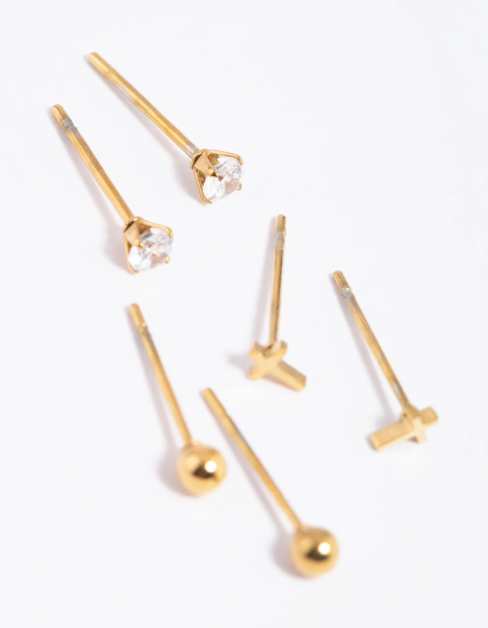Gold Plated Surgical Steel Small Cross Stud Earrings - Image 3