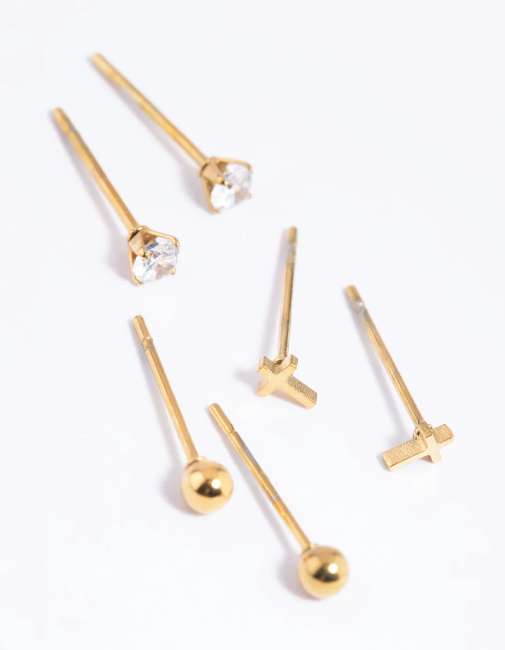 Gold Plated Surgical Steel Small Cross Stud Earrings - Image 4