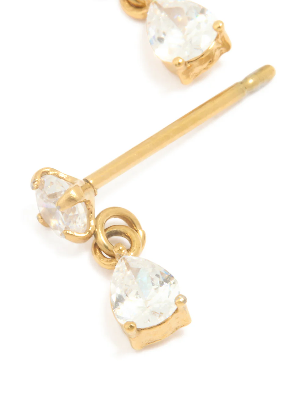 Gold Plated Surgical Steel Small Cubic Zirconia Drop Earrings - Image 2