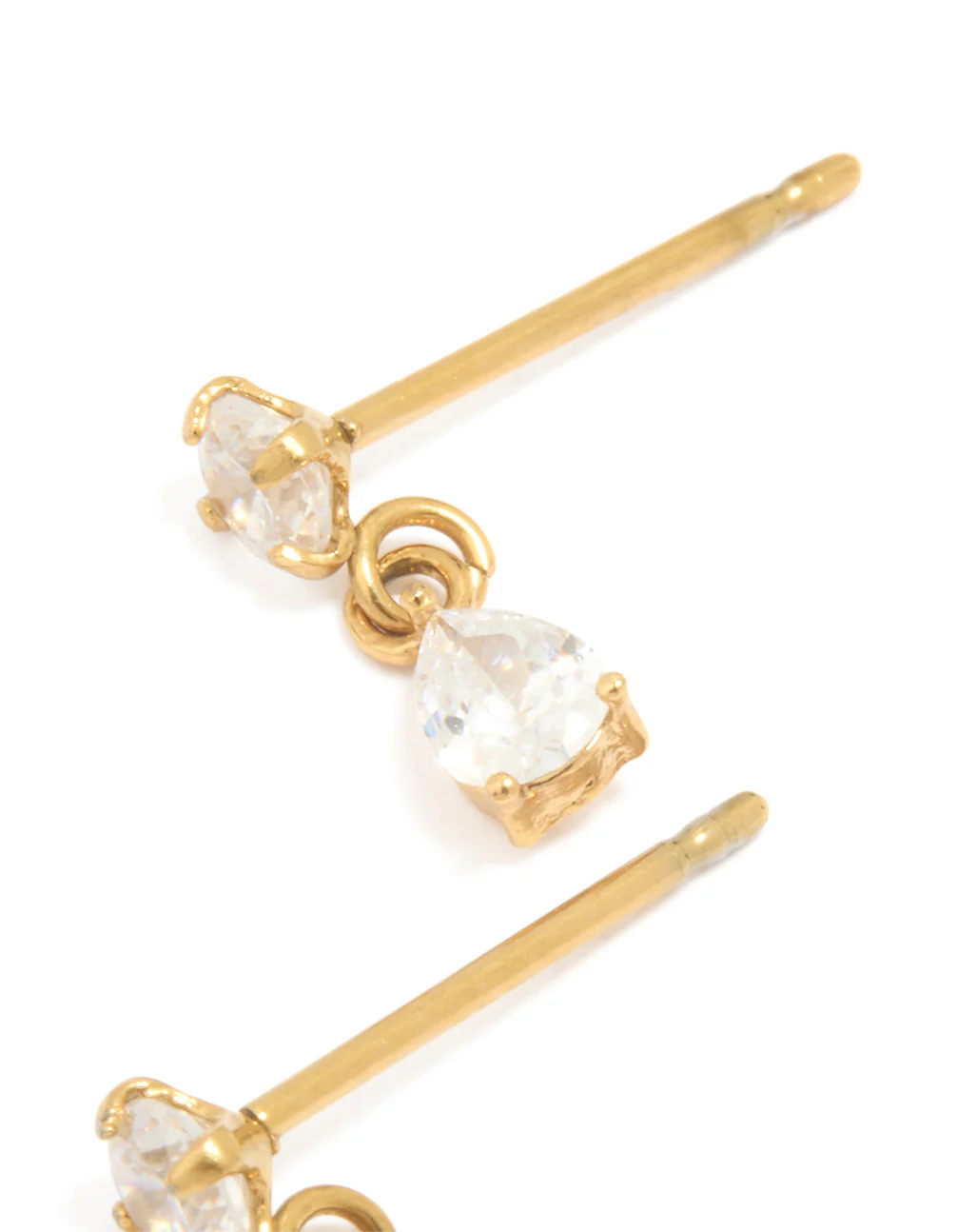 Gold Plated Surgical Steel Small Cubic Zirconia Drop Earrings - Image 3