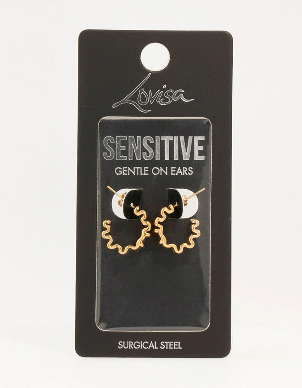 Gold Plated Surgical Steel Squiggle Hoop Earrings - Image 3