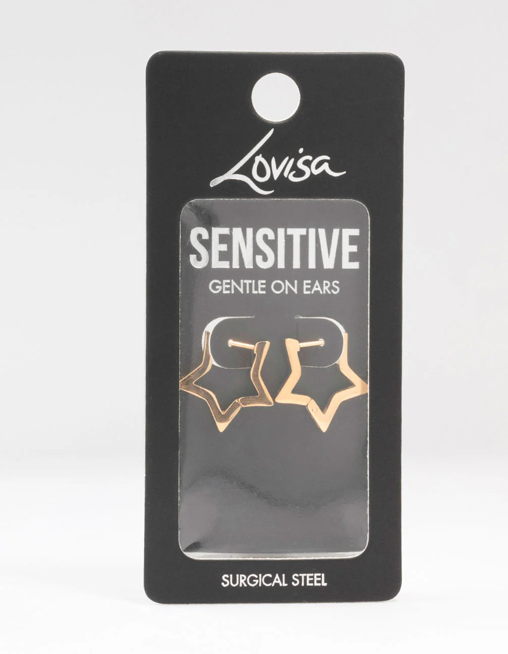 Gold Plated Surgical Steel Star Outline Huggie Earrings - Image 4