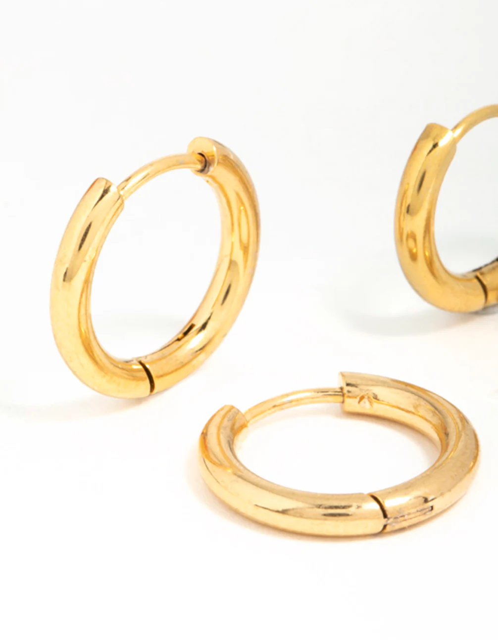 Gold Plated Surgical Steel Thick Hoop Earrings 2-Pack - Image 4