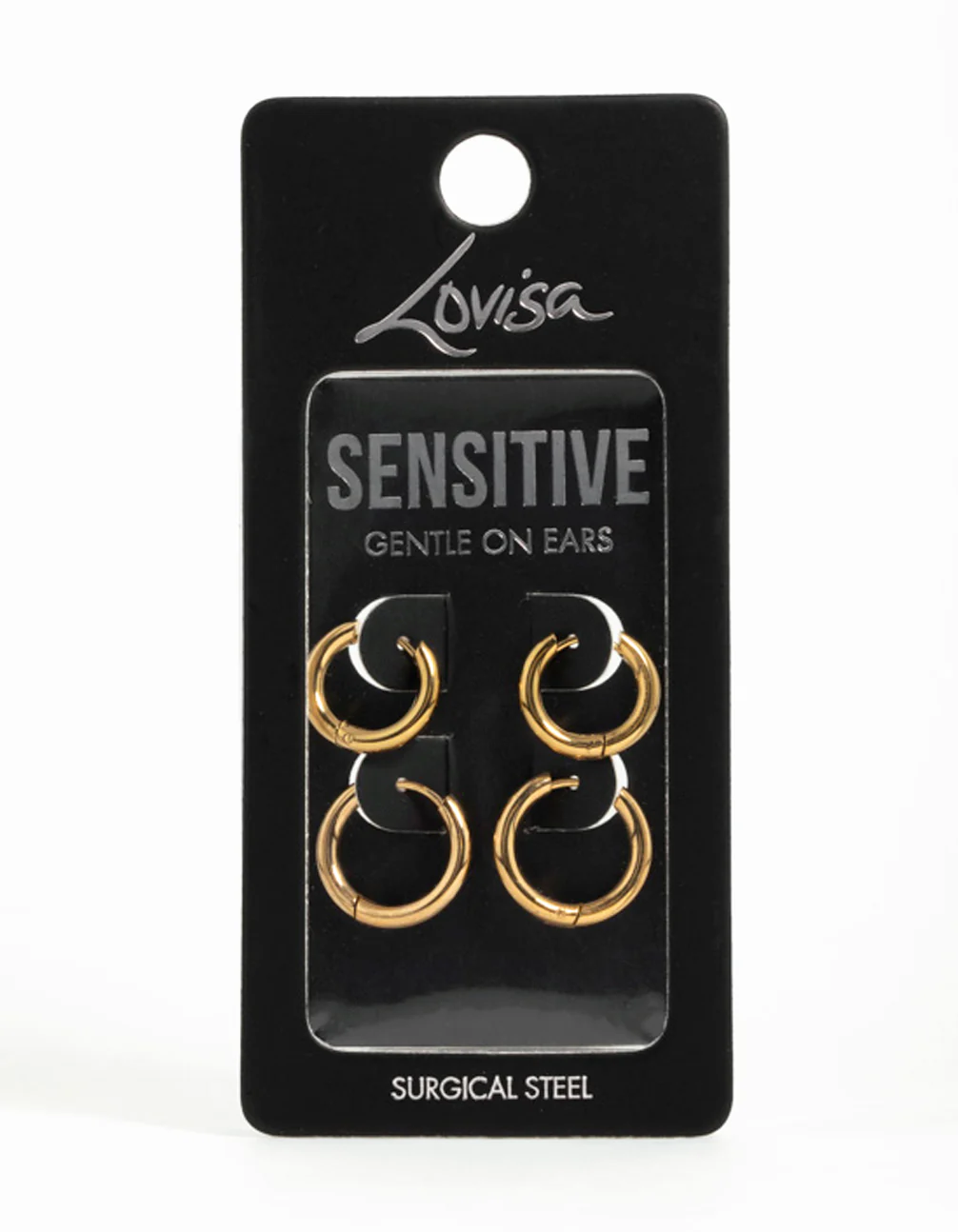 Gold Plated Surgical Steel Thick Hoop Earrings 2-Pack - Image 5