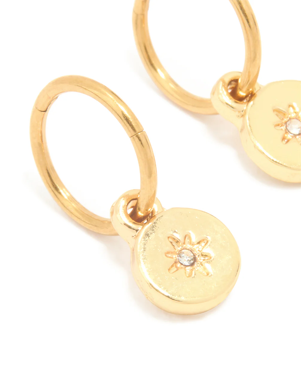 Gold Plated Surgical Steel Thin Disc Star Clicker Eaerings - Image 2