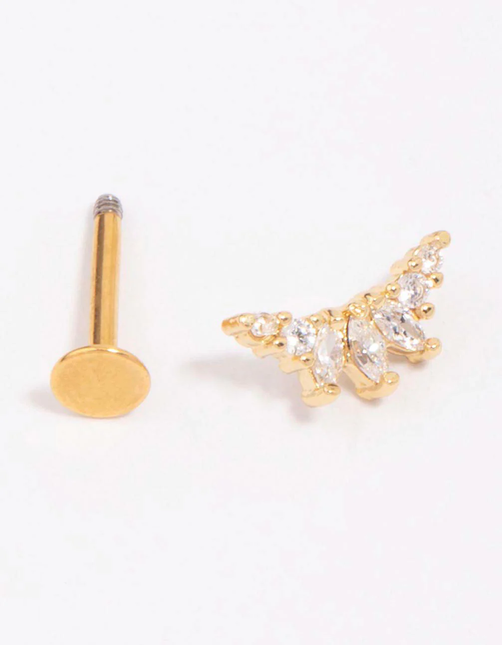 Gold Plated Surgical Steel Triangular Marquise Single Flat Back - Image 2