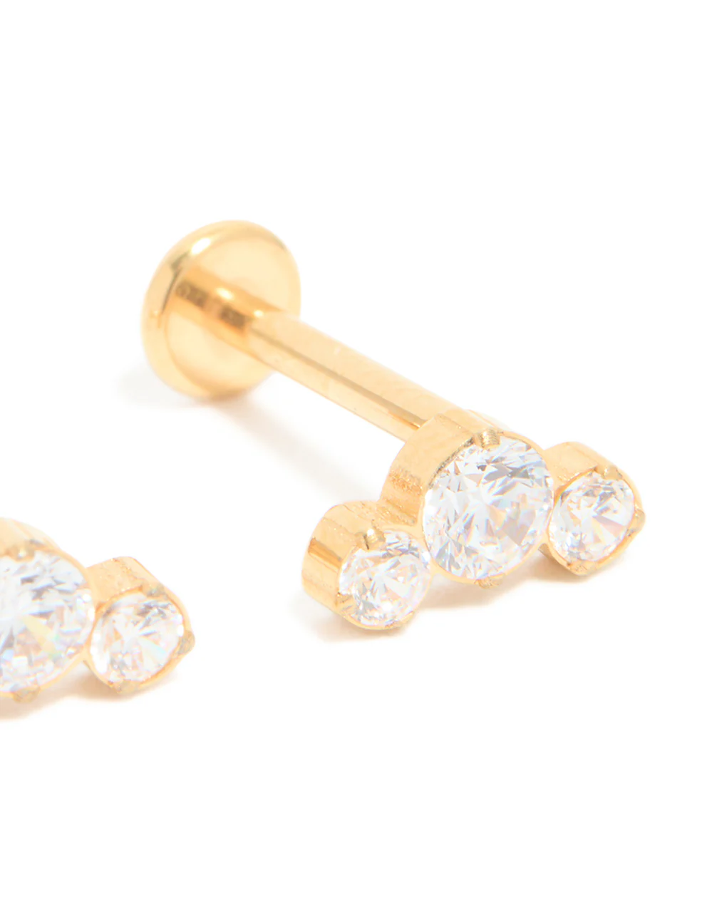 Gold Plated Surgical Steel Zirconia Bezel Trio Flat Back Studs - Image 3