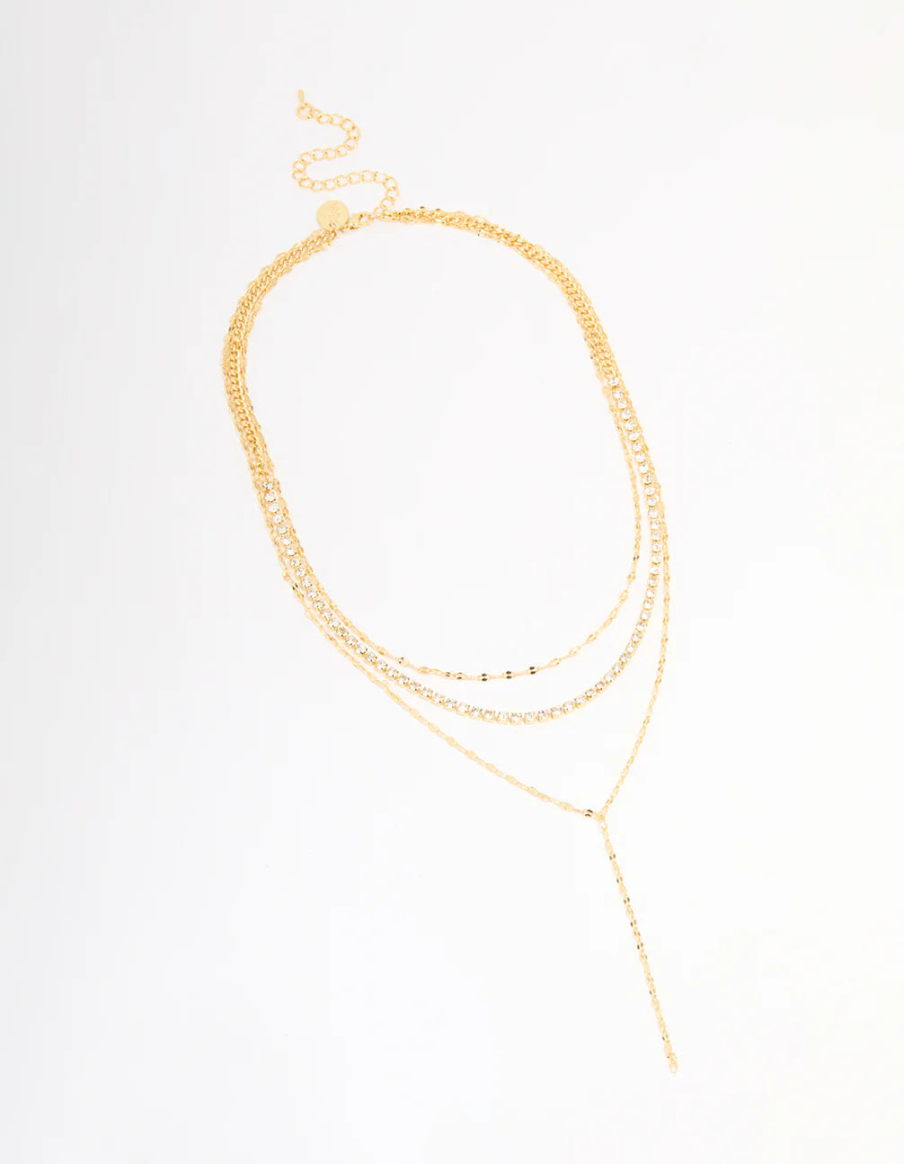 Gold Plated Tennis Chain Layered Y-Necklace - Image 2
