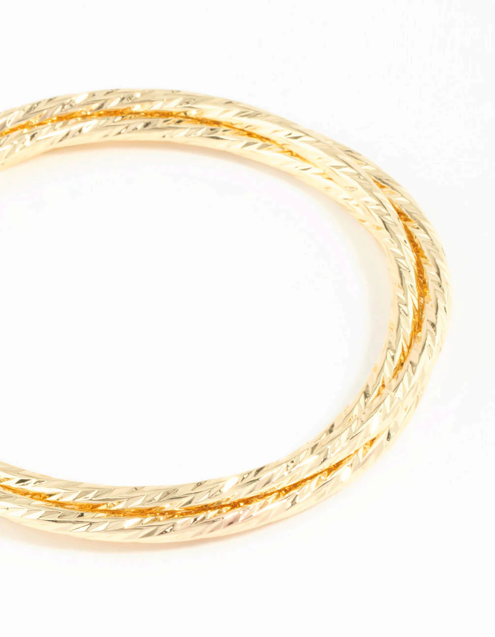 Gold Plated Textured Bangles 3-Pack - Image 2