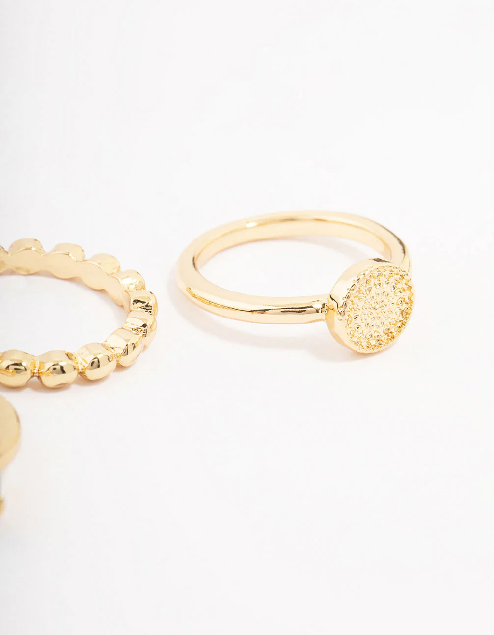 Gold Plated Textured Coin Stacking Ring Pack - Image 3