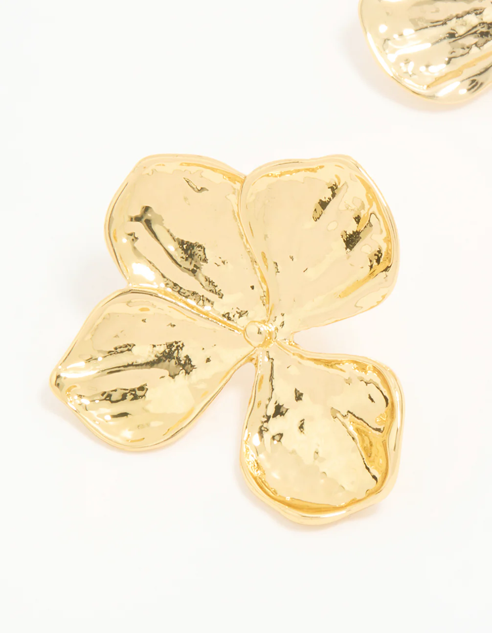 Gold Plated Textured Flower Stud Earrings - Image 2