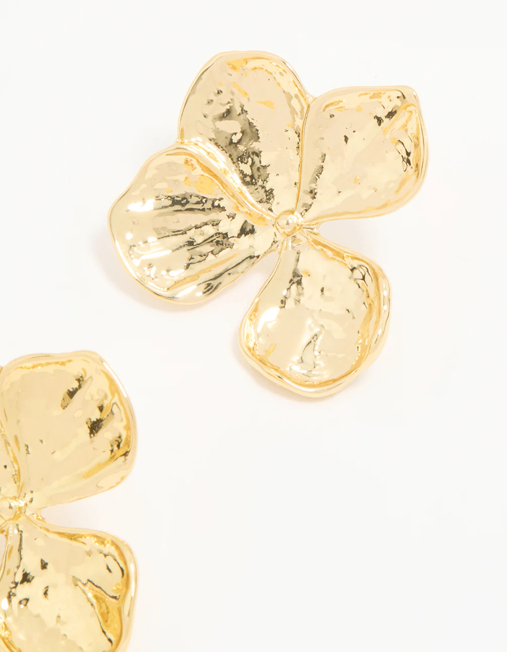 Gold Plated Textured Flower Stud Earrings - Image 3