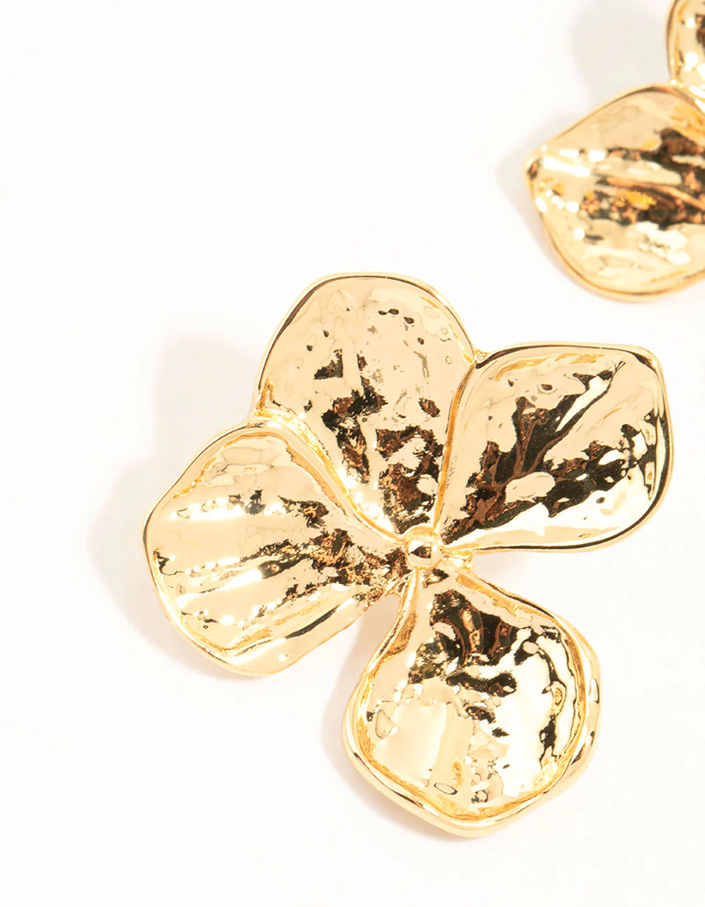 Gold Plated Textured Flower Stud Earrings - Image 6