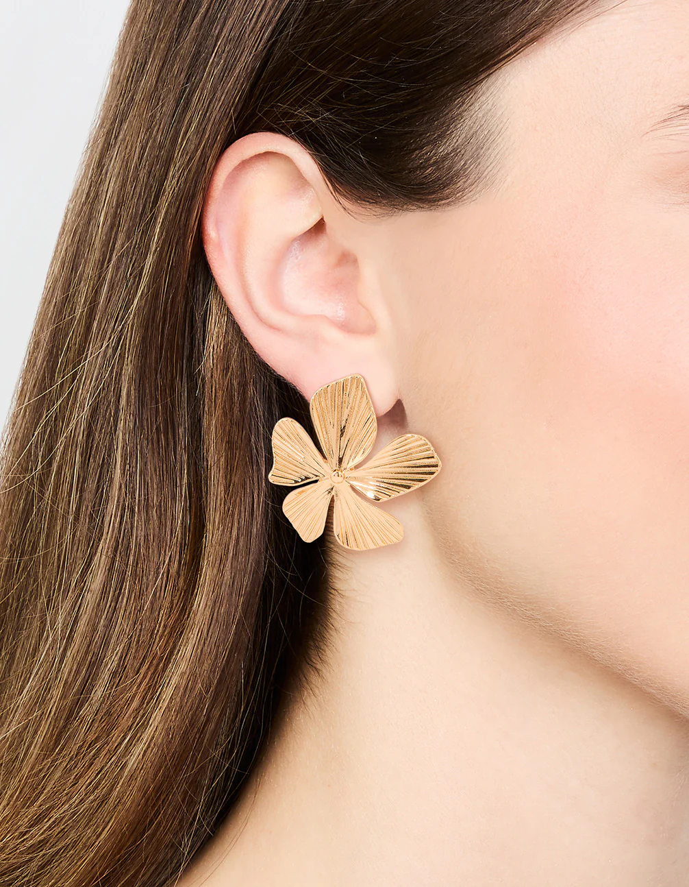 Gold Plated Textured Flower Studs - Image 2