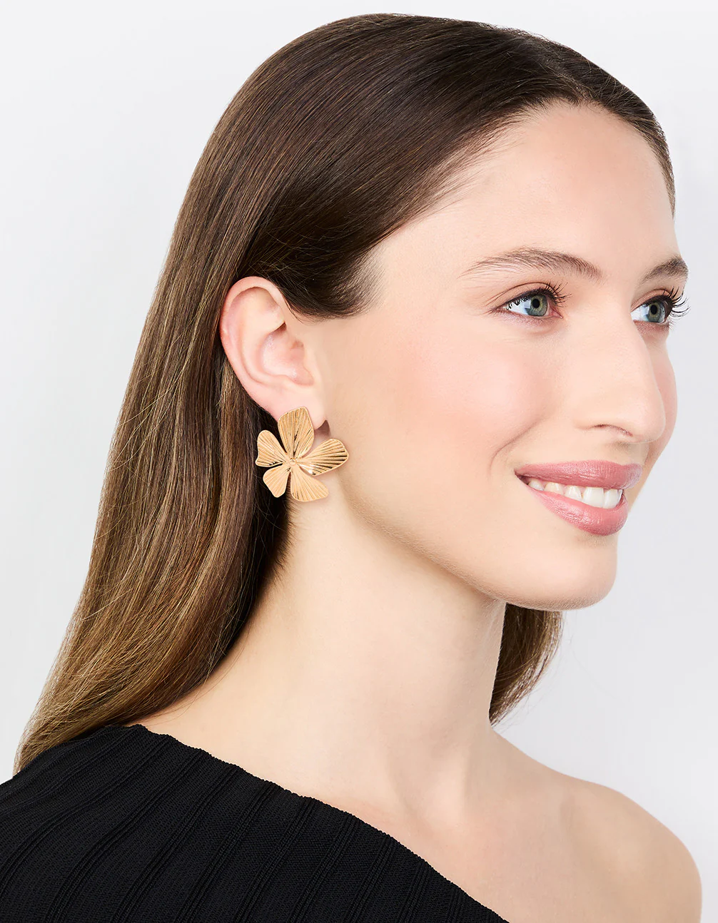 Gold Plated Textured Flower Studs - Image 3